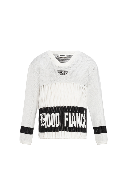 Hood Fiance - FOOTBALL HEAVY KNIT SWEATER COCONUT MILK